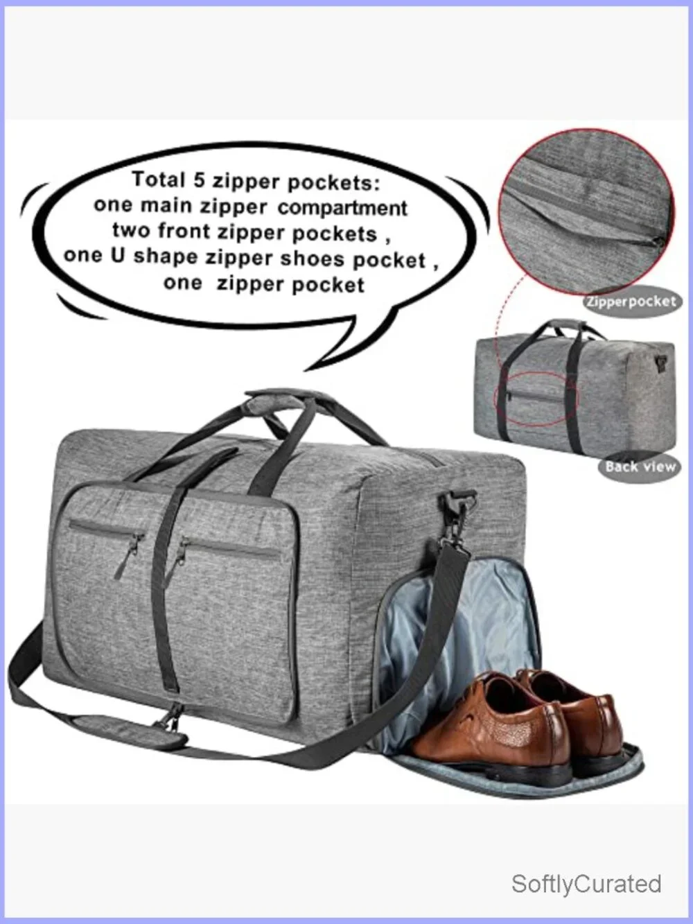 Foldable Travel Duffle Bag 65L-115L Lightweight Checked Luggage with Shoe